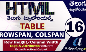 Html Telugu Tutorials || Part-16 || || TABLE || Rowspan & Colspan || Extra Practical Output
