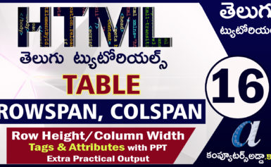 Html Telugu Tutorials || Part-16 || || TABLE || Rowspan & Colspan || Extra Practical Output