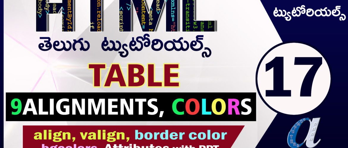 Html Telugu Tutorials || Part-17 || || TABLE || Alignments & Colors || Extra Practical Output