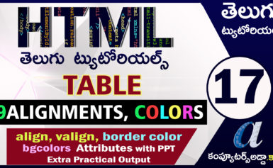 Html Telugu Tutorials || Part-17 || || TABLE || Alignments & Colors || Extra Practical Output